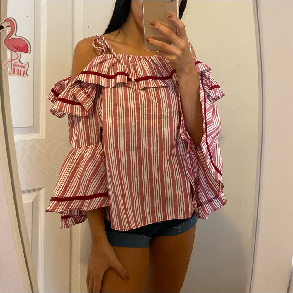 cold shoulder red church top